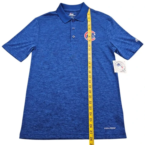 NWT Chicago Cubs Polo Shirt Mens Small Majestic Cool Base Graphic Print Baseball - Picture 10 of 12